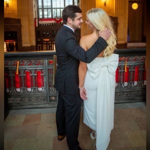 Lulus Fabulous Phenomenon White Strapless Bow Midi Dress